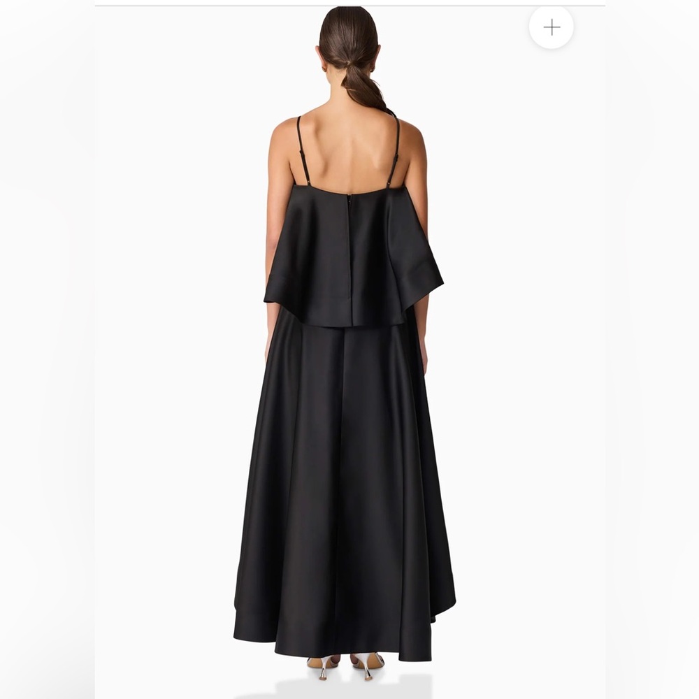 elliatt reyna black tiered ruffle draped satin maxi dress size medium NEW - Picture 7 of 14